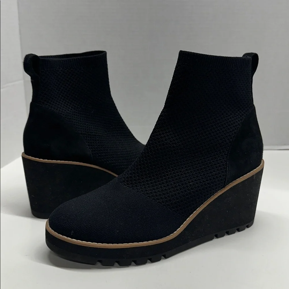 Eileen Fisher Wedges Ankle Boots London Recycled Stretch Knit Black New Size 10